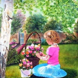 Пазл: Девочка в саду