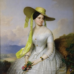 Пазл: Портрет молодой женщины с цветами