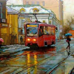 Пазл: Малиновый трамвайчик на Бауманской улице 