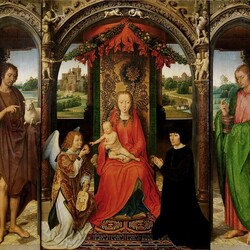 Пазл: Триптих с Богоматерью и Младенцем на престоле