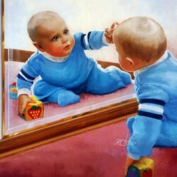 Пазл: Малыш у зеркала