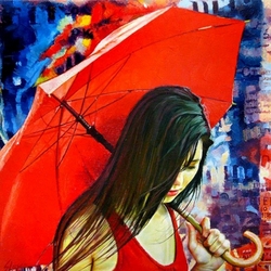 Пазл: Красный зонтик