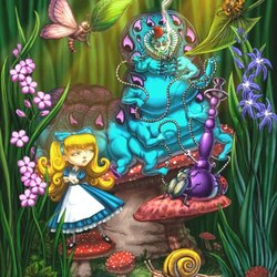 Пазл: Алиса и гусеница