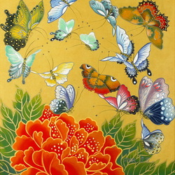 Пазл: Цветок и бабочки