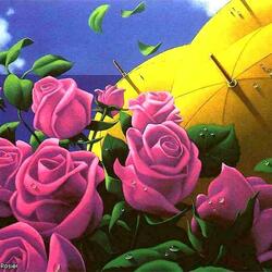 Пазл: Зонт и розы