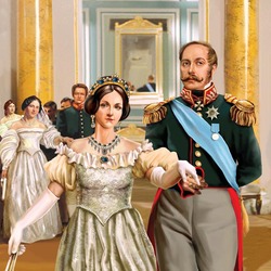 Пазл: Николай I с женой на балу