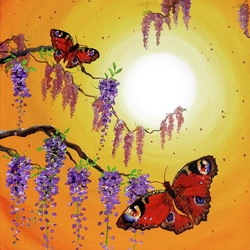 Пазл: Бабочки на закате