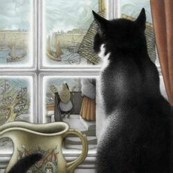 Пазл: Кот на окне