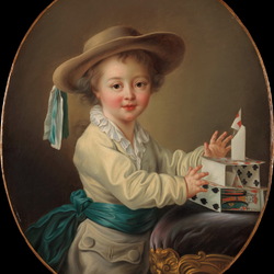 Пазл: Мальчик с карточным домиком