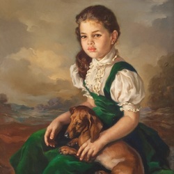 Пазл: Девочка с собакой