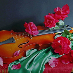 Пазл: Розы и скрипка