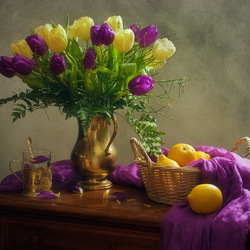 Пазл: Тюльпаны и лимоны