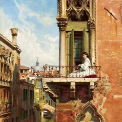 Пазл: Анна Пассини на балконе в Венеции