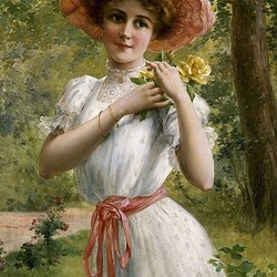 Пазл: Девушка с желтой розой