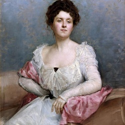 Пазл: Портрет дамы в розом шарфе