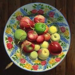 Пазл: Яблоки на тарелочке