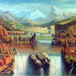 Пазл: Водопад в горах