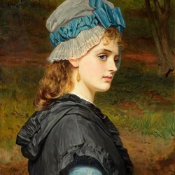 Пазл: Девушка в чепце с голубой лентой