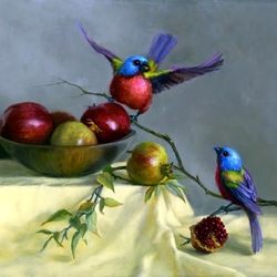 Пазл: Птицы и яблоки