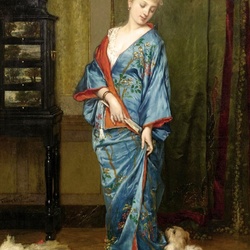 Пазл: Дама в синем кимоно