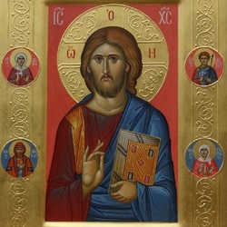 Пазл: Икона Спасителя со святыми