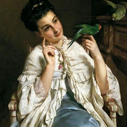 Пазл: Дама с попугаем