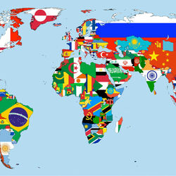 Пазл: Флаги стран на карте мира