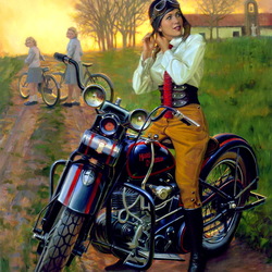 Пазл: Мотоциклистка