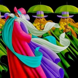 Пазл: Любовь под зелёными зонтиками