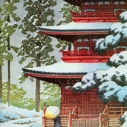 Пазл: Пагода зимой