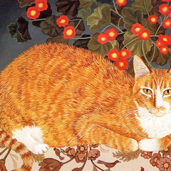 Пазл: Рыжий кот и герань