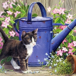 Пазл: Кот в саду
