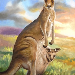 Пазл: Мама с кенгурёнком
