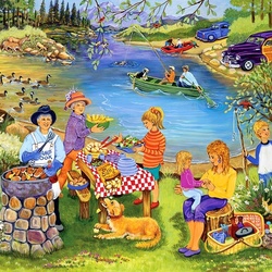 Пазл: Пикник на озере