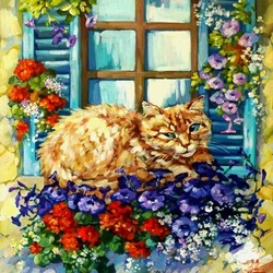 Пазл: Цветочный кот