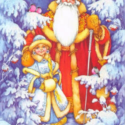 Пазл: Дед Мороз с внучкой