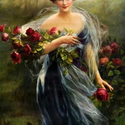 Пазл: Женщина с розами