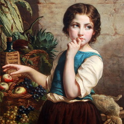 Пазл: Девочка с фруктами