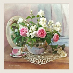 Пазл: Розовые розы с жасмином