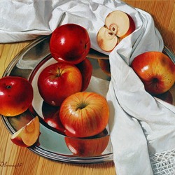 Пазл: Яблоки на серебряном блюде