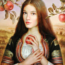 Пазл: Девушка с яблоками