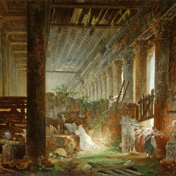 Пазл: Отшельник молится на руинах римского храма