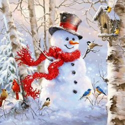 Пазл: Веселый снеговик