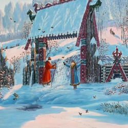 Пазл: Дед Мороз и Снегурочка у источника Ледич