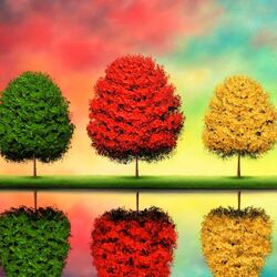 Пазл: Цветные деревья