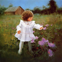 Пазл: Девочка и цветы