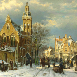 Пазл: Голландский город зимой