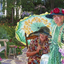 Пазл: Две женщины в саду 