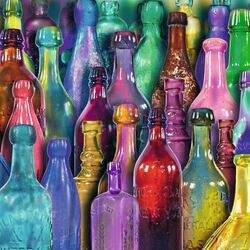 Пазл: Разноцветные бутылки