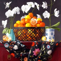 Пазл: Натюрморт с орхидеей и апельсинами